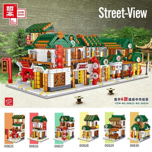 Bộ lắp ghép Phố Cổ Trung Hoa ZHEGAO 00825-00830 với 2078 mảnh ghép, phù hợp cho bé trai và bé gái 6 tuổi trở lên, mang đến trải nghiệm xây dựng kiến trúc tinh xảo, giá tốt.