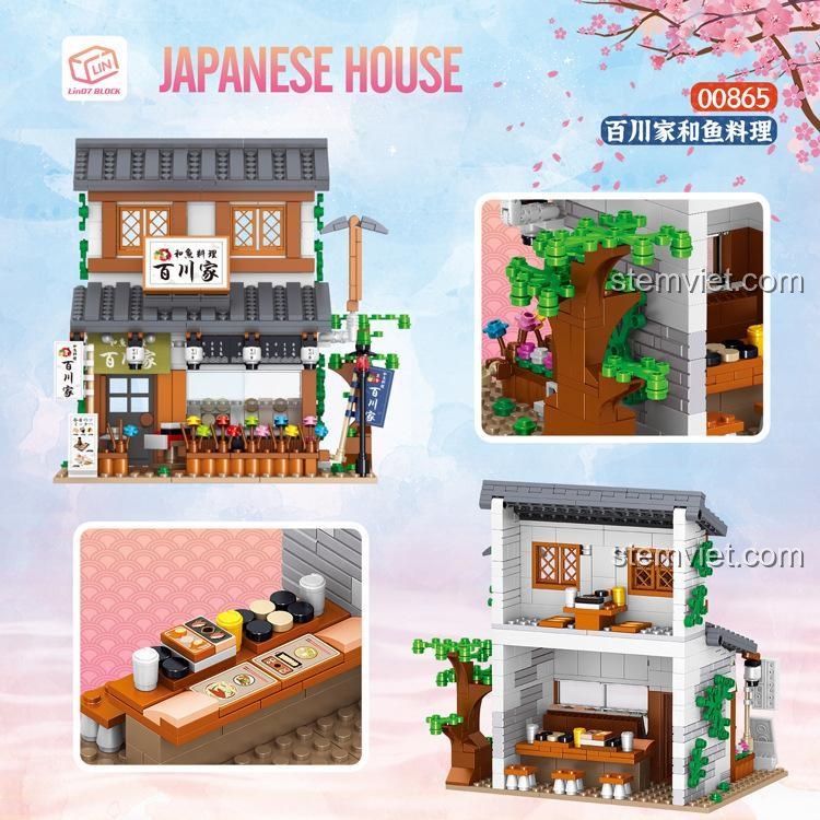 Đồ chơi mô hình Zhegao 00865 Cửa hàng cá Nhật Bản, chi tiết tinh xảo, phát triển kỹ năng cho bé 6 tuổi.