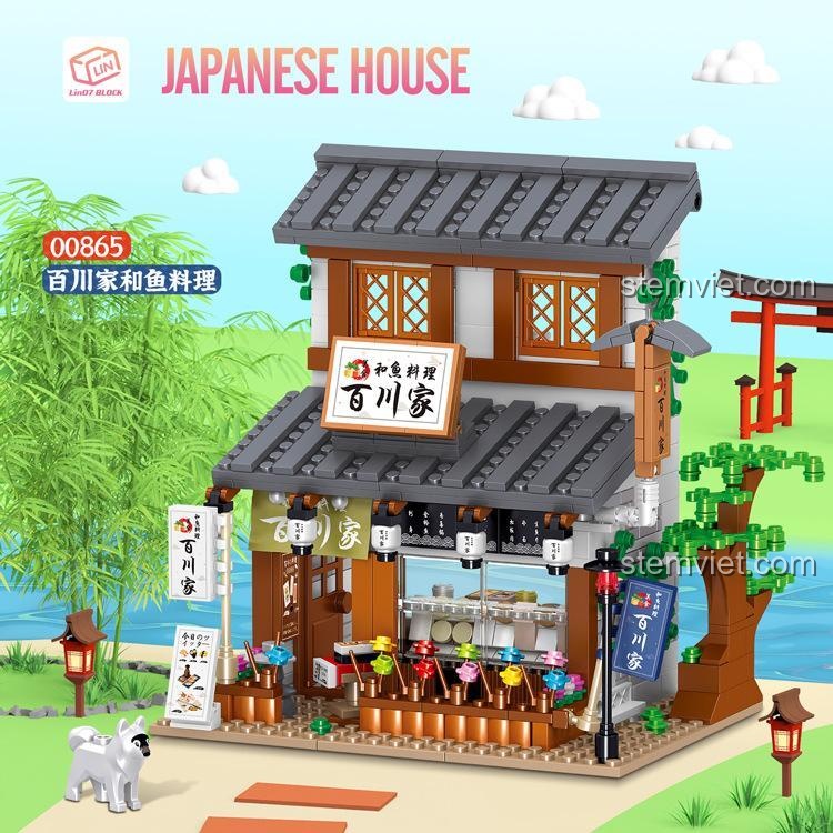 Đồ chơi lắp ráp Zhegao 00865 Kiến trúc Nhật Bản, mô tả nét đẹp truyền thống, cho bé trai và bé gái 6 tuổi.