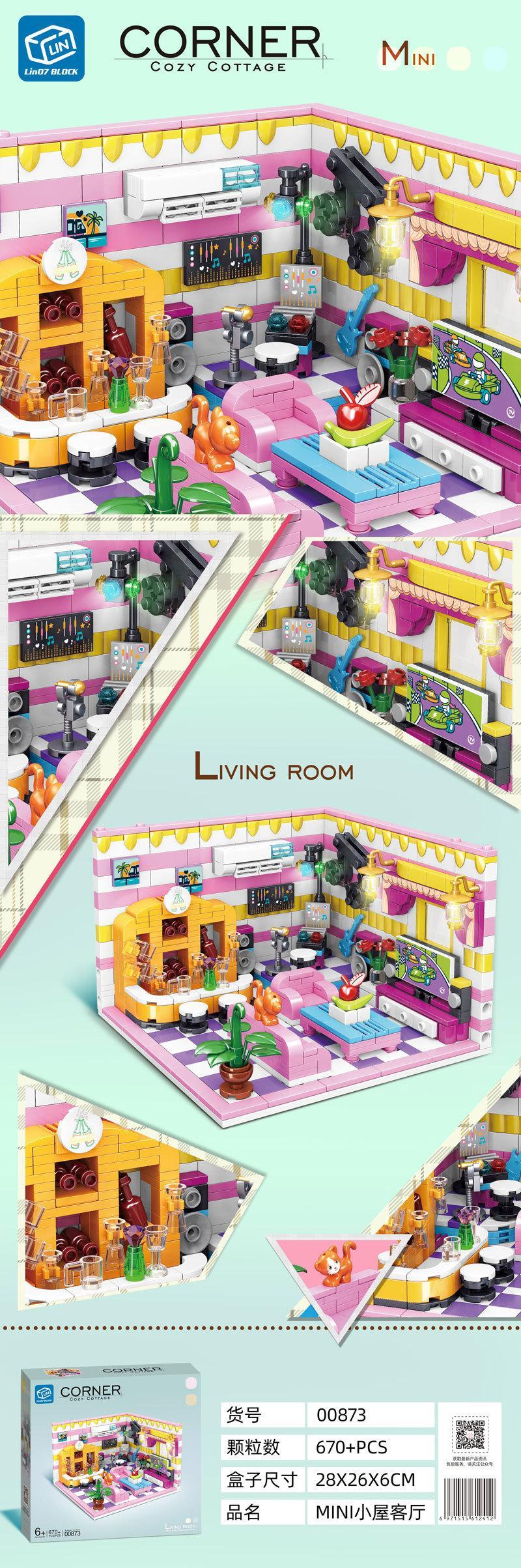 Hộp bộ đồ chơi ZHEGAO 00873 Phòng khách ngôi nhà nhỏ, đồ chơi lắp ghép cho bé gái 6 tuổi, giá tốt.