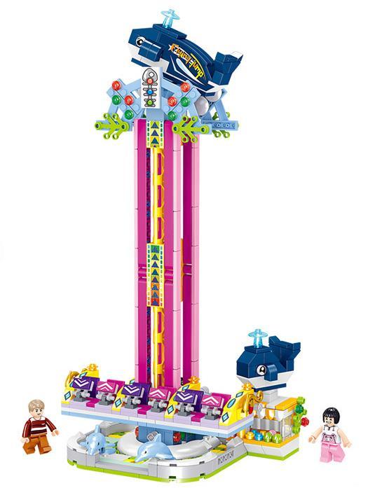 Bộ lắp ghép Tháp rơi tự do ZHEGAO 00879 cho bé trai và bé gái 6 tuổi, đồ chơi mô hình khu vui chơi cảm giác mạnh giá tốt.