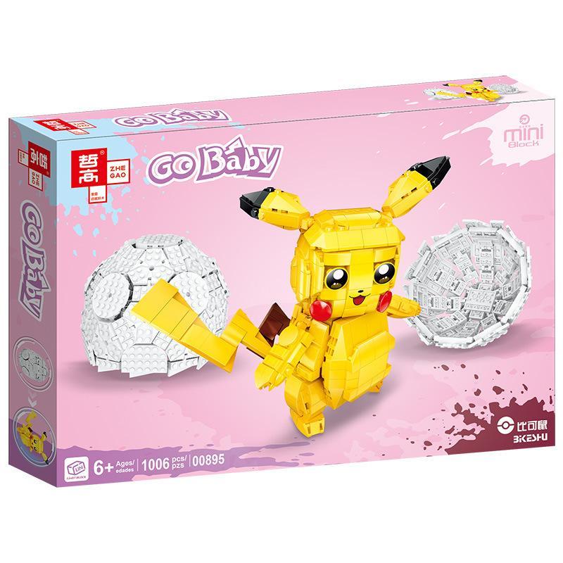 Bộ lắp ghép Pikachu Go Baby Zhegao 00895 chất lượng cao, đồ chơi mô hình Pokemon cho bé trai, bé gái 6 tuổi, giá tốt