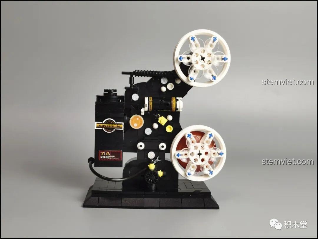 Nội dung bên trong hộp bộ lắp ghép Zhegao 00907 Máy chiếu phim cổ điển, đồ chơi mô hình vintage