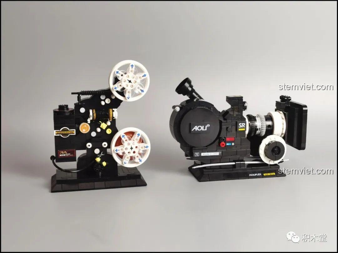 Mô hình máy chiếu phim cổ điển Zhegao 00907 đang được lắp ráp, đồ chơi mô hình dễ chơi cho bé 6 tuổi