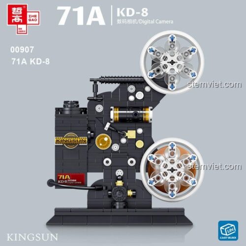 Hộp sản phẩm bộ lắp ghép Zhegao 00907 Máy chiếu phim cổ điển, đồ chơi mô hình máy chiếu phim vintage 436 mảnh, chất lượng cao