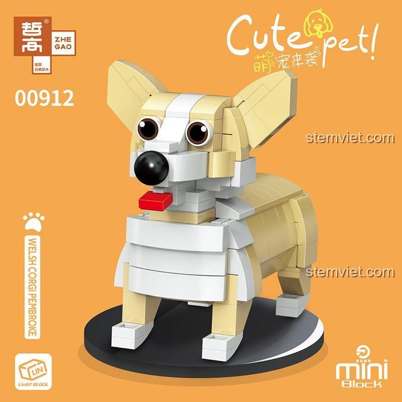 Bộ Lắp Ghép Chó Corgi Dễ Thương ZHEGAO 00912 - Mô hình hoàn thiện