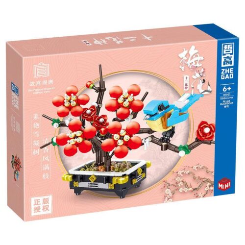 Hộp bộ lắp ghép ZHEGAO 01021 Cây hoa mai - Thần Hoa Tháng Giêng, đồ chơi mô hình cho bé gái 6 tuổi.