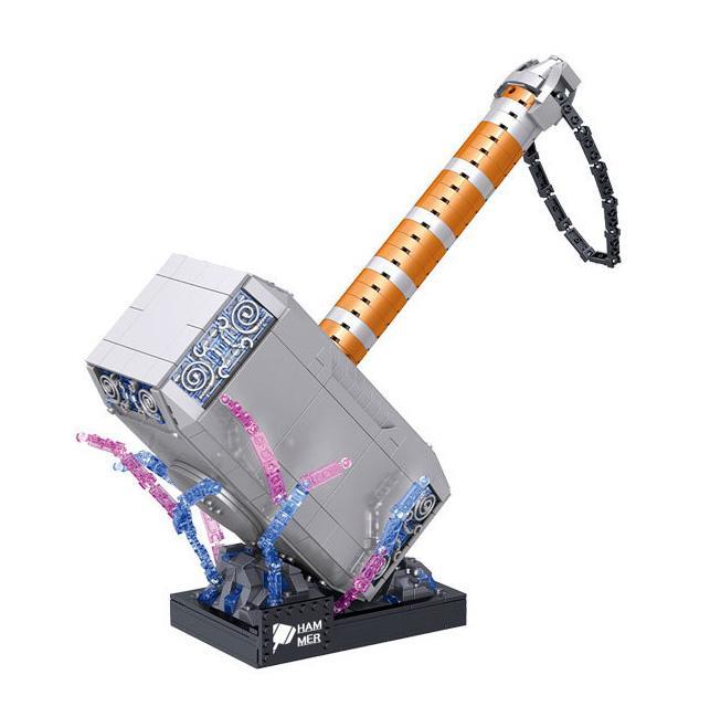 Mô hình lắp ráp Búa Thần Sấm Mjolnir của Thor ZHEGAO 01037, đồ chơi mô hình cho bé trai 6 tuổi, giá rẻ.
