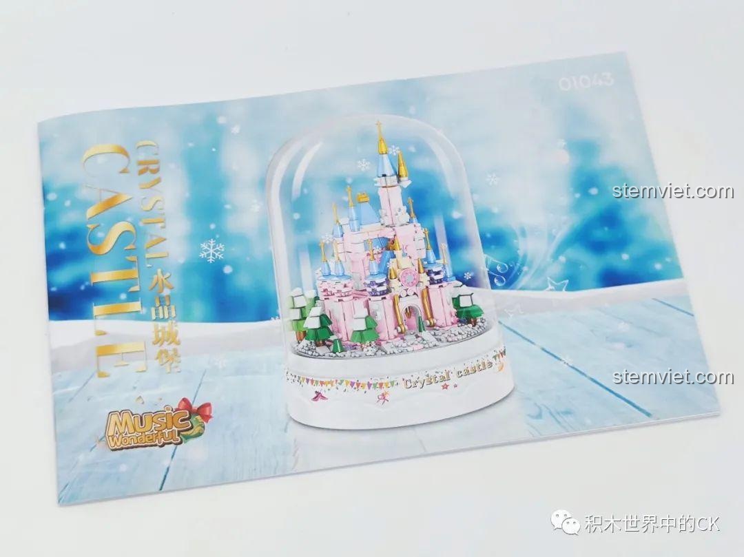 Sách hướng dẫn lắp ráp chi tiết cho bộ đồ chơi ZHEGAO 01043 Lâu đài Pha Lê, giúp bé dễ dàng thực hiện từng bước.