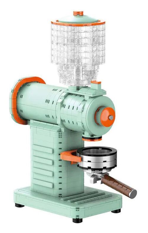 Mô hình máy xay cà phê ZHEGAO 01053 chi tiết cao, màu xanh lá và cam