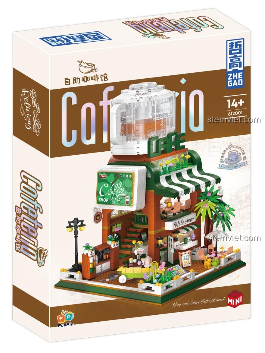 Hộp đồ chơi mô hình Tiệm Cà Phê Cofeterio ZHEGAO 612001, quà tặng sáng tạo cho bé gái 14 tuổi.
