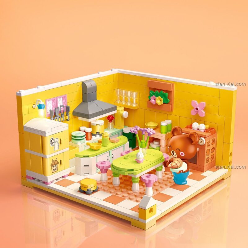 Mô hình nhà bếp tiện nghi của bộ xếp hình ZHEGAO 612012A, chất lượng cao.
