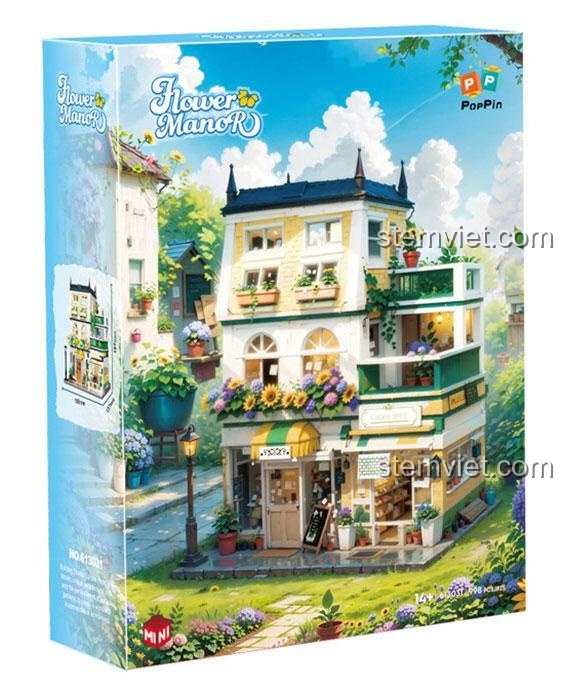 Hộp sản phẩm bộ xếp hình Biệt Thự Vườn Hoa Zhegao 613031, gồm 998 mảnh mini. Món quà ý nghĩa cho bé gái thích xây dựng, chất lượng cao.