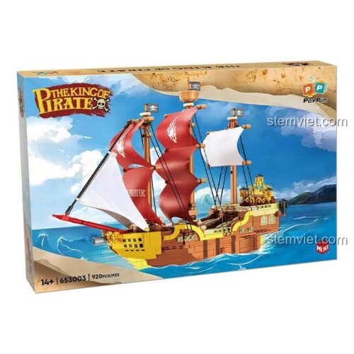Hộp đồ chơi mô hình Thuyền Cướp Biển 653003 của Zhegao, một lựa chọn giá tốt cho bé trai yêu thích chủ đề cướp biển.