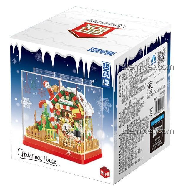 Hộp quà Ngôi nhà Giáng Sinh ZHEGAO 662023, đồ chơi xếp hình mini block cho bé 6 tuổi