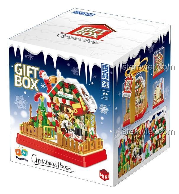 Hộp đồ chơi ZHEGAO 662023 Ngôi nhà Giáng Sinh Hộp Quà, bộ lắp ghép chất lượng cao cho mùa lễ hội
