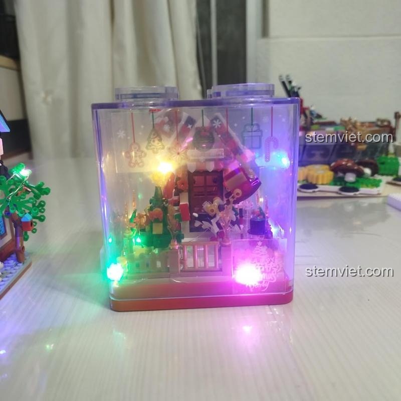 Ảnh review ZHEGAO 662023 Ngôi nhà Giáng Sinh Hộp Quà có đèn LED, đồ chơi xếp hình giá rẻ