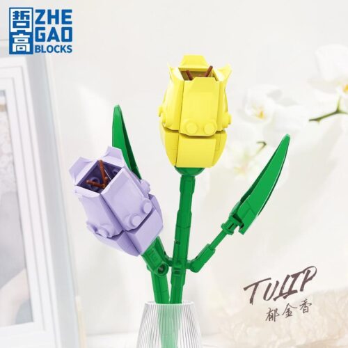 Bộ lắp ghép Hoa Tulip Zhe Gao DS1004, đồ chơi lắp ráp Zhe Gao Hoa Tulip Câu Chuyện Của Hoa 92 mảnh ghép màu vàng và tím, đồ chơi lắp ráp hoa cho bé gái 6 tuổi, giá rẻ, giúp rèn luyện sự khéo léo và tập trung.