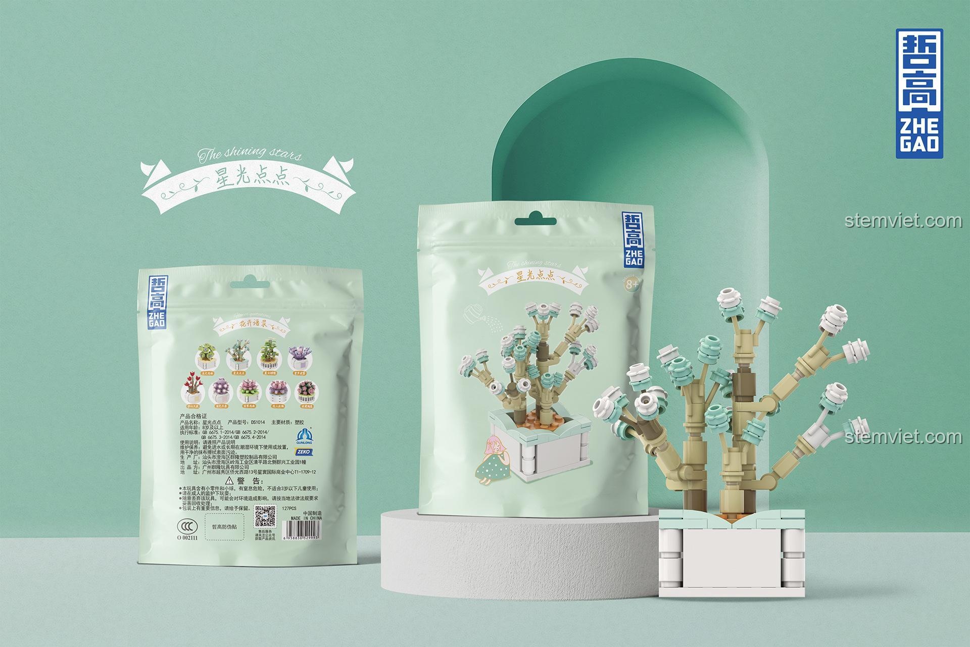 Hộp bộ xếp hình ZHEGAO DS1014 Cây Mọng Nước Tinh Tú Lấp Lánh, đồ chơi mô hình giá rẻ, phù hợp cho bé 8 tuổi phát triển tư duy.