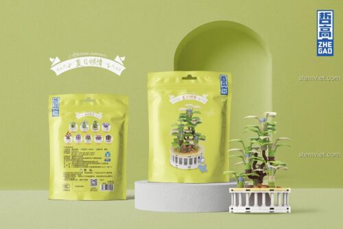 Hộp sản phẩm ZHEGAO DS1015, bộ xếp hình Cây đa nhục, đồ chơi mô hình cây cảnh, quà tặng tiết kiệm cho con gái