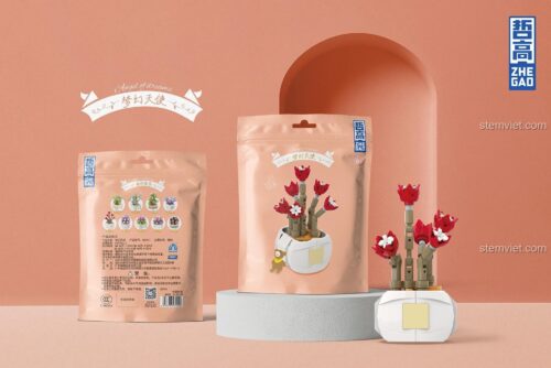 Hộp sản phẩm bộ đồ chơi ZHEGAO DS1017 Hoa Mộng Ảo Thiên Thần Cây Mọng Nước, bộ lắp ráp 83 mảnh chất lượng cao, phù hợp làm quà tặng tiết kiệm.