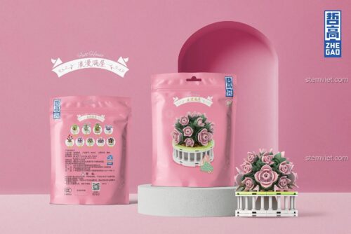 Hộp đồ chơi lắp ghép Zhegao DS1021 chậu cây mọng nước, bộ xếp hình cây cảnh cho bé gái 8 tuổi, giá rẻ.