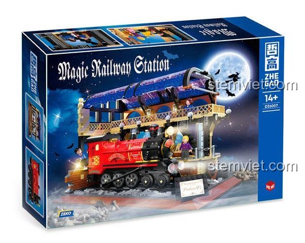 Hộp bộ lắp ghép Ga Tàu Hỏa Ma Thuật ZHEGAO DZ6007, đồ chơi mô hình Ga Tàu Hỏa Harry Potter, hơn 1300 chi tiết