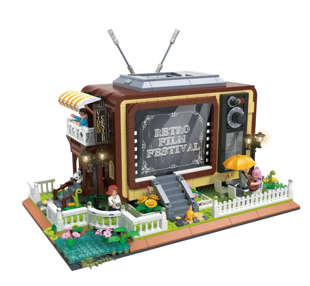 Bộ lắp ghép ZHEGAO DZ6018 Trung Tâm Phim Ảnh hình TV cổ điển, đồ chơi mô hình sáng tạo cho bé gái 6 tuổi giá rẻ.