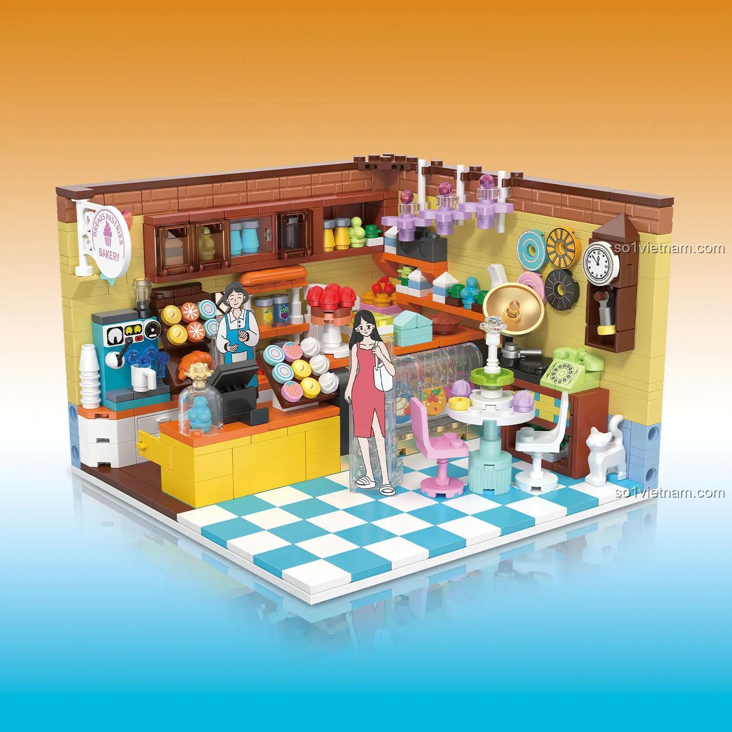 Chi tiết mô hình Tiệm Bánh Ngọt ZHEGAO DZ6026