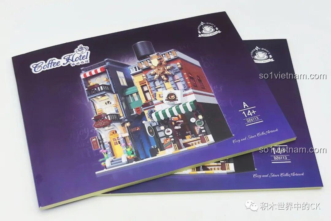 Sách hướng dẫn lắp ráp ZHEGAO DZ6113 Khách sạn Cà phê với các bước chi tiết và hình ảnh minh họa rõ ràng.