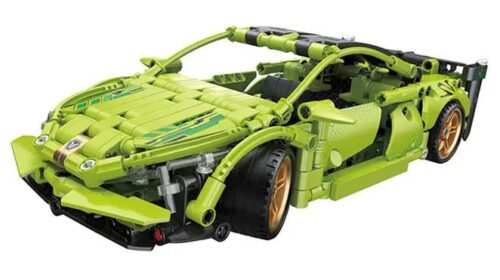 Mô hình hoàn thiện của bộ lắp ghép Siêu xe Lamborghini ZHEGAO DZ7012 màu xanh lá, một đồ chơi mô hình hấp dẫn cho bé trai 6 tuổi, giá rẻ.