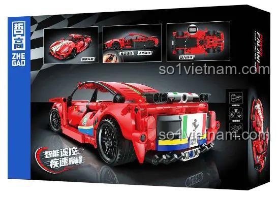 đồ chơi lắp ráp ZHEGAO DZ7014 Siêu xe Ferrari 488 RC cho con trai mê tốc độ