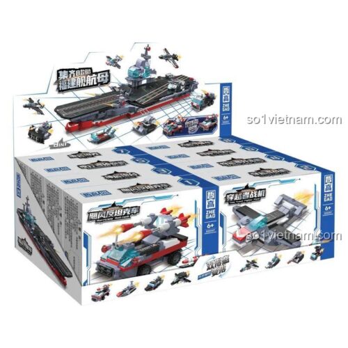 Hộp bộ xếp hình ZHEGAO GZ5007 Tàu sân bay Phúc Kiến 8 trong 1, món quà sáng tạo cho con trai.
