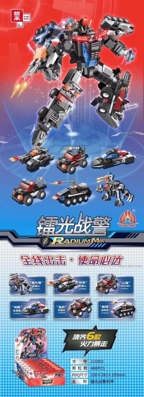 Mô hình Robot Cảnh Sát Radium hợp thể ZHEGAO JJ1003, đồ chơi lắp ráp sáng tạo cho bé trai 6 tuổi giá rẻ.