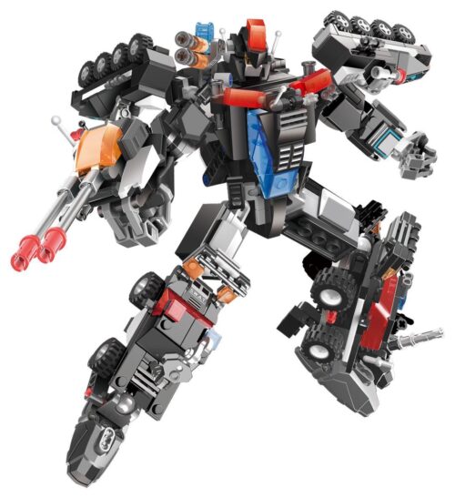 Poster bộ lắp ghép ZHEGAO JJ1003 Biệt đội xe cảnh sát biến hình, gồm 480 chi tiết, lắp được 7 mô hình khác nhau.