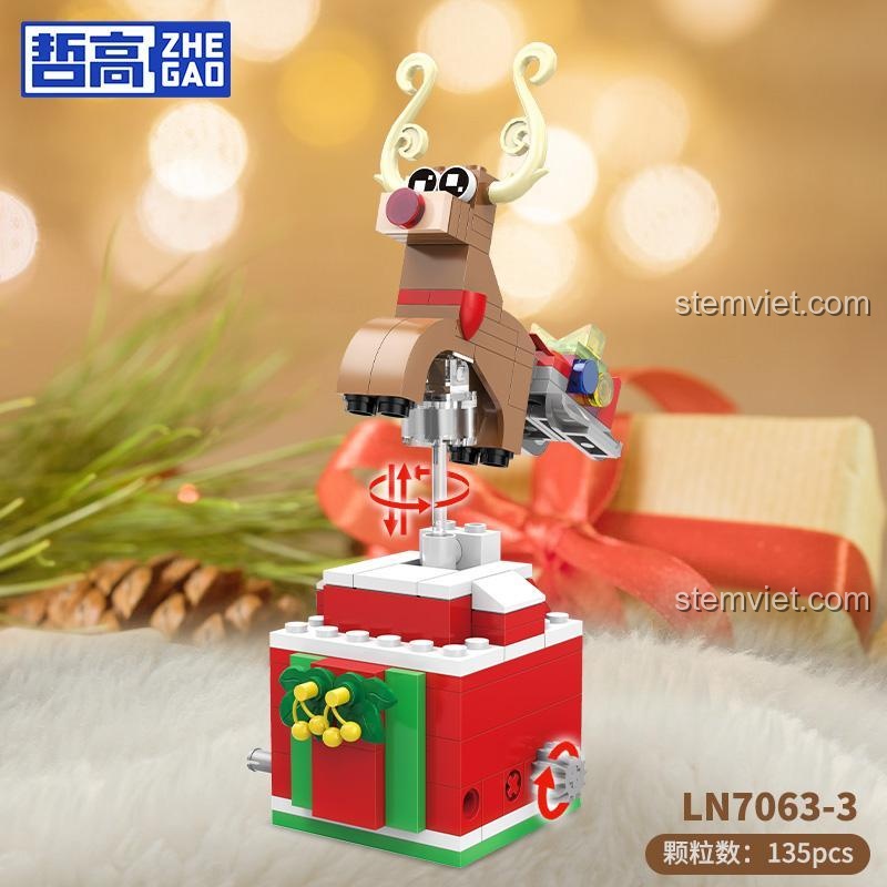 Hộp sản phẩm mô hình Ông Già Noel ZHEGAO LN7063-4 với 139 mảnh ghép, quà tặng Noel cho thanh niên 14 tuổi.
