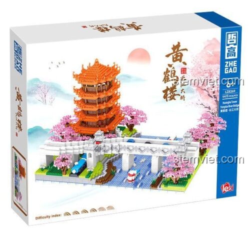 ZHEGAO LZ8269 Hoàng Hạc Lâu Bộ lắp ghép Kiến trúc cổ kính 4413 mảnh ghép cho bé trai 6 tuổi