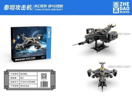 Hộp sản phẩm bộ lắp ghép ZHEGAO QJ5002 Máy bay tấn công Titan với 906 mảnh ghép, quà tặng sáng tạo cho con trai.