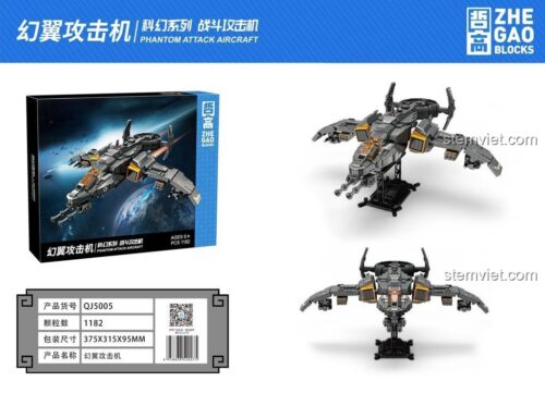 Hộp đồ chơi mô hình Phi cơ chiến đấu Phantom Zhegao QJ5005. Gồm 1182 mảnh, quà tặng sáng tạo cho con trai.