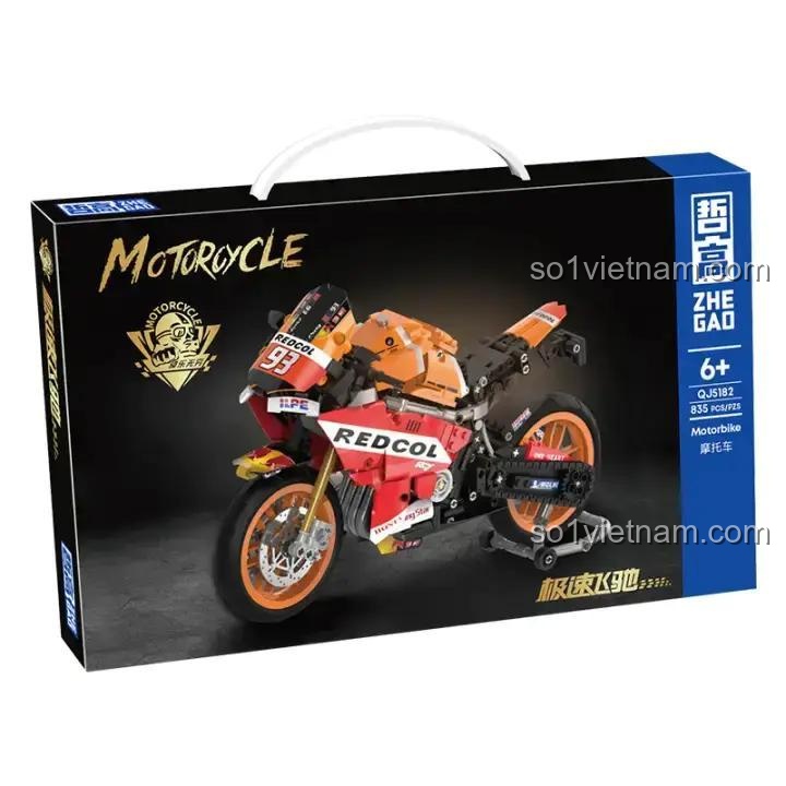 Hình ảnh hộp đựng của bộ lắp ráp QJ5182, mô hình Siêu mô tô Honda CBR 5182, món quà sinh nhật ý nghĩa cho bé trai.