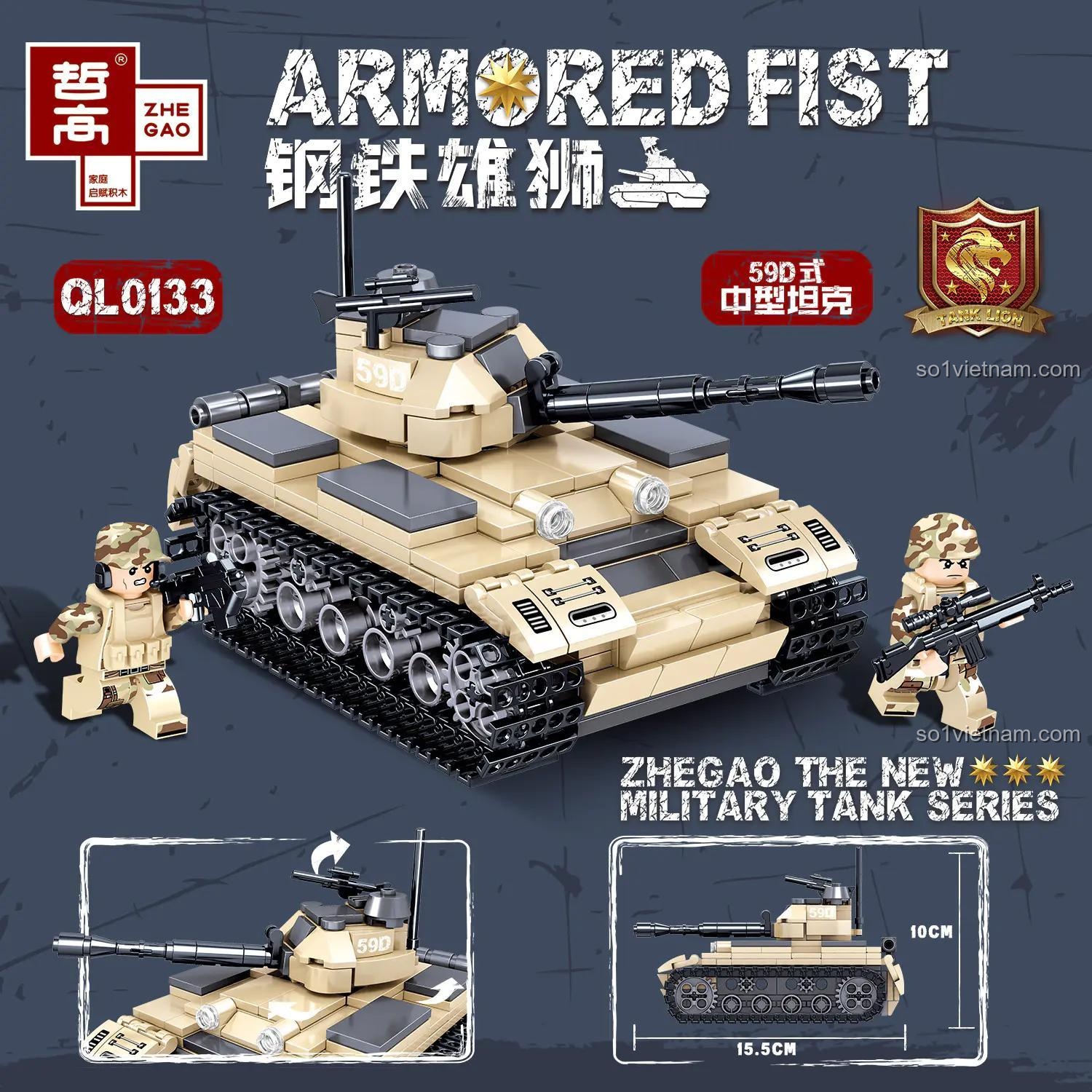 Mô hình xe tăng T-59D ZHEGAO QL0133 360 chi tiết