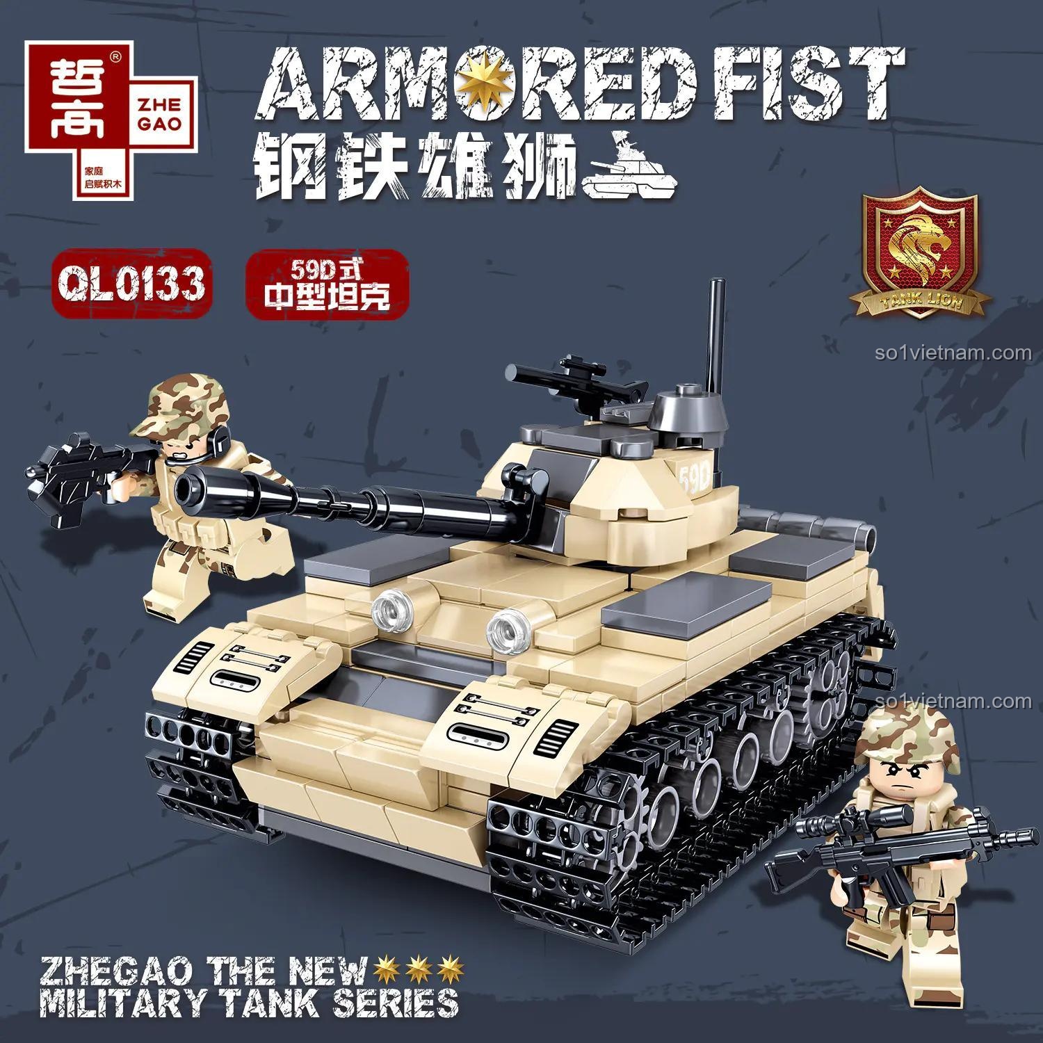 Xe tăng T-59D ZHEGAO QL0133 lắp ráp 360 mảnh