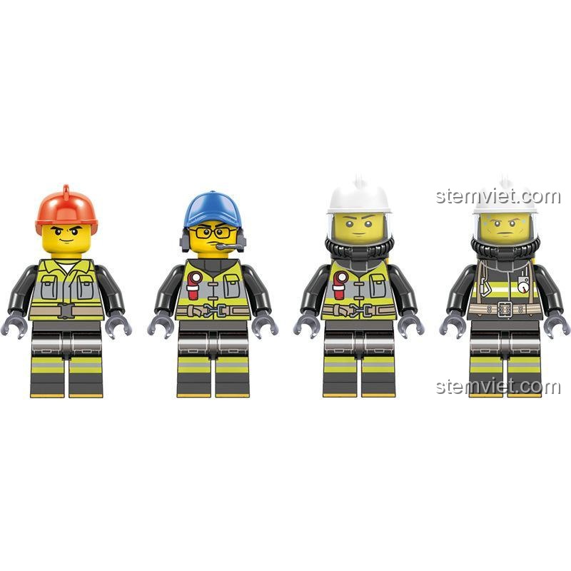 Xe mô tô và trạm bơm cứu hỏa trong bộ đồ chơi ZHEGAO QL0216, đồ chơi mô hình cho bé trai.