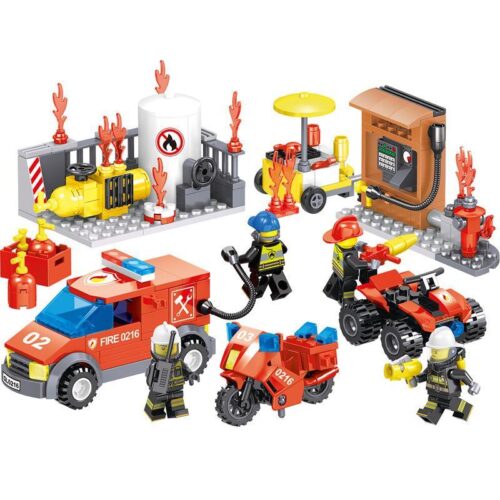 Bộ đồ chơi ZHEGAO QL0216 Diễn tập cứu hỏa thành phố 4 kiểu, đồ chơi lắp ráp cho bé trai 6 tuổi, giá tốt.