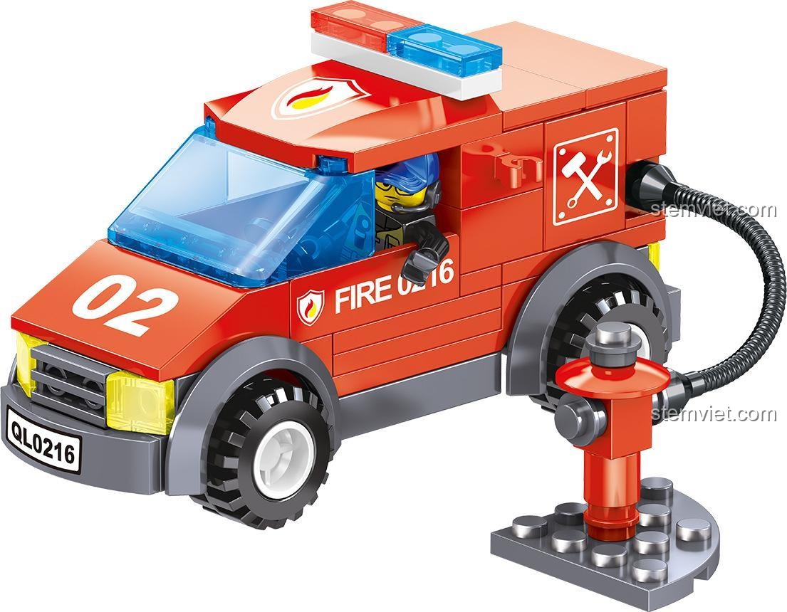 4 minifigures lính cứu hỏa trong bộ lắp ghép ZHEGAO QL0216, chi tiết cao cấp, phù hợp bé trai.