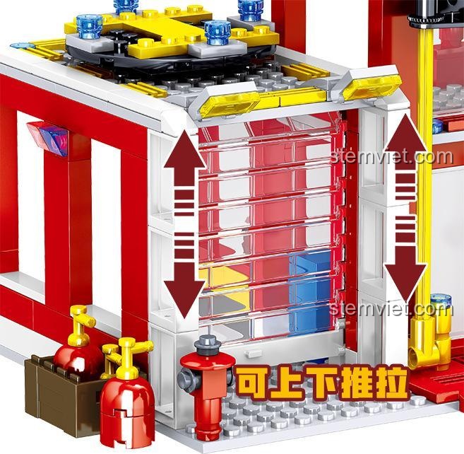 Mô hình trực thăng cứu hỏa ZHEGAO QL0221 trên nóc Trạm Cứu Hỏa, chi tiết cao