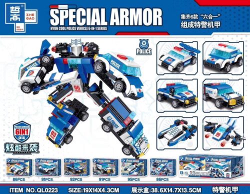 bộ lắp ghép Robot Cảnh Sát Đặc Nhiệm Zhegao QL0223, đồ chơi sáng tạo cho bé trai 6 tuổi, giá rẻ.