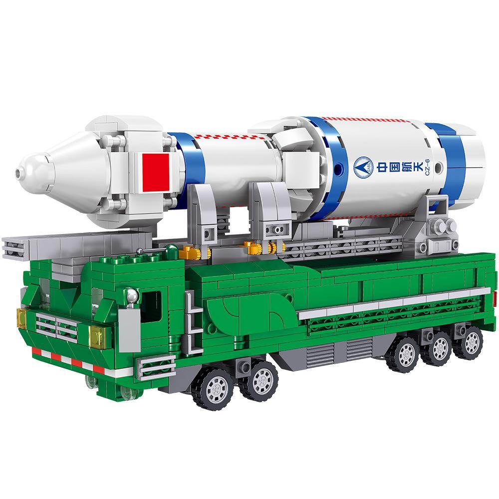 Bộ lắp ghép ZHEGAO QL0288 Tên lửa Long March 6 trên xe tải, mô hình tên lửa vũ trụ, đồ chơi xây dựng cho bé trai 6 tuổi, chi tiết cao, tương thích LEGO