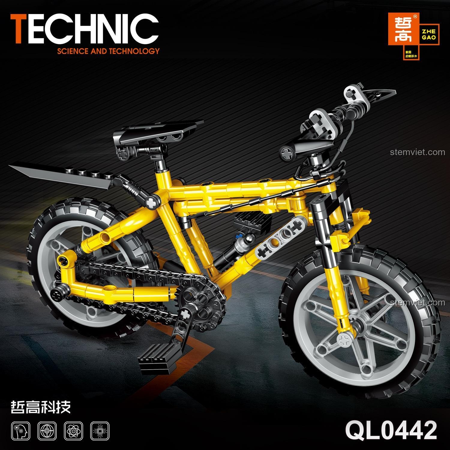 Hộp bộ lắp ráp Xe Đạp Đua Technic ZHEGAO QL0442 235 mảnh, đồ chơi mô hình Xe Đạp Địa Hình cho bé trai 6 tuổi tiết kiệm