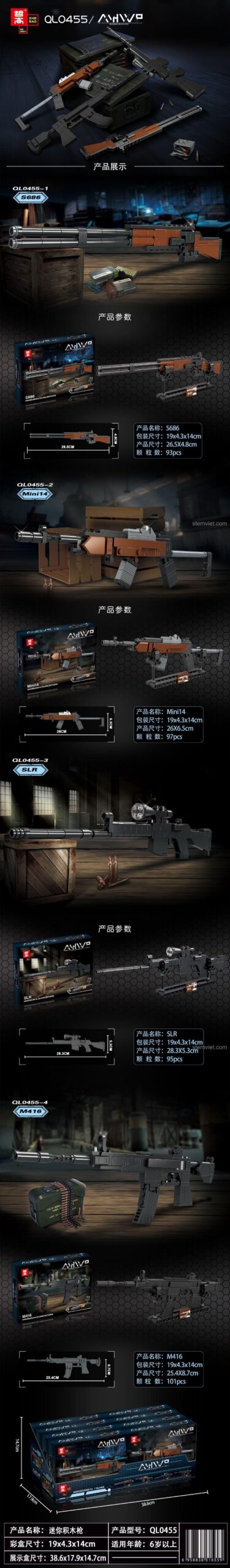 Chi tiết đồ chơi mô hình Súng S686 PUBG Zhegao QL0455-1, bộ lắp ráp 93 mảnh cho con trai 6 tuổi.